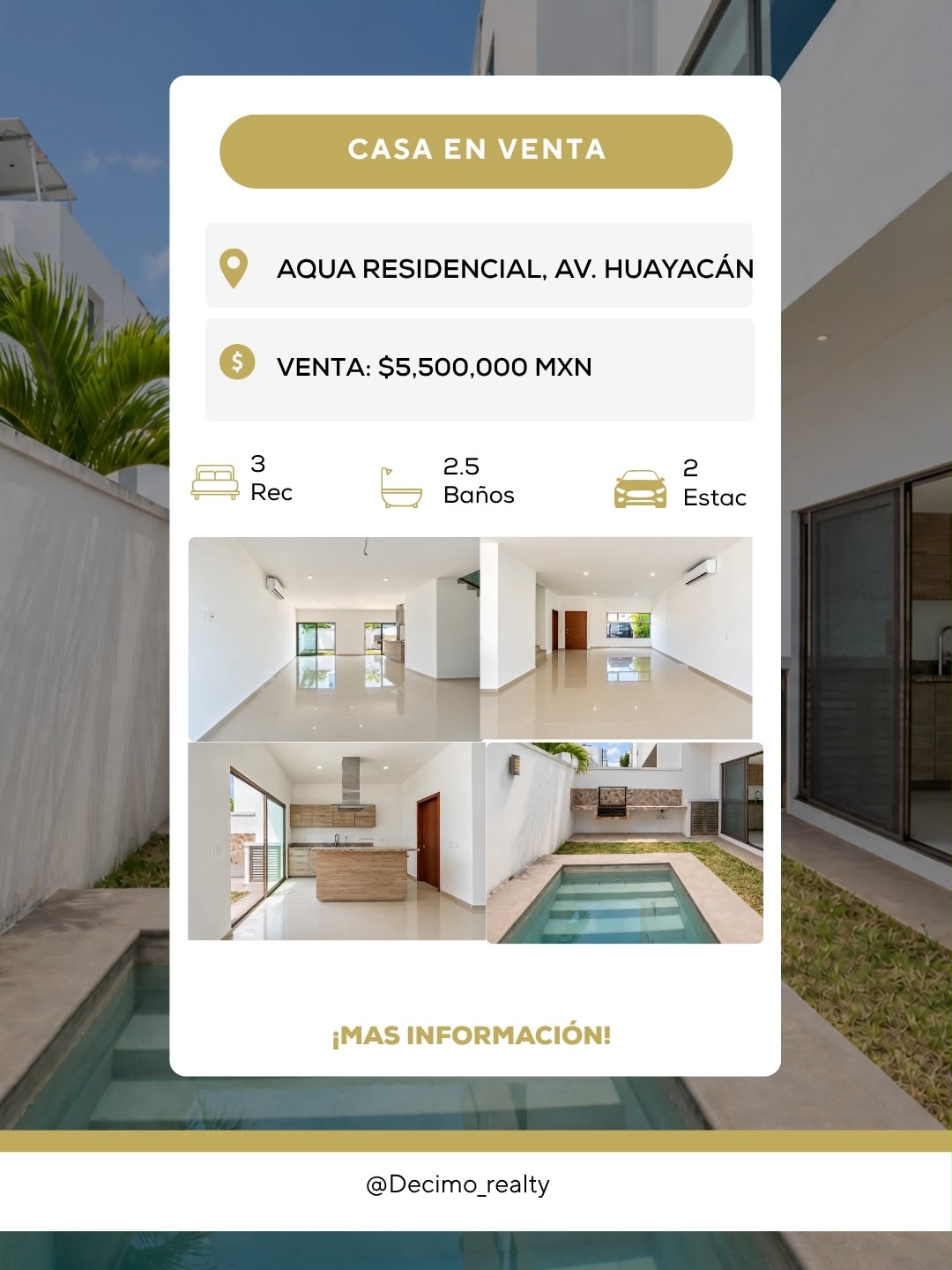 Casa en venta en Residencial Aqua, Avenida Huayacán — $5,500,000 MXN