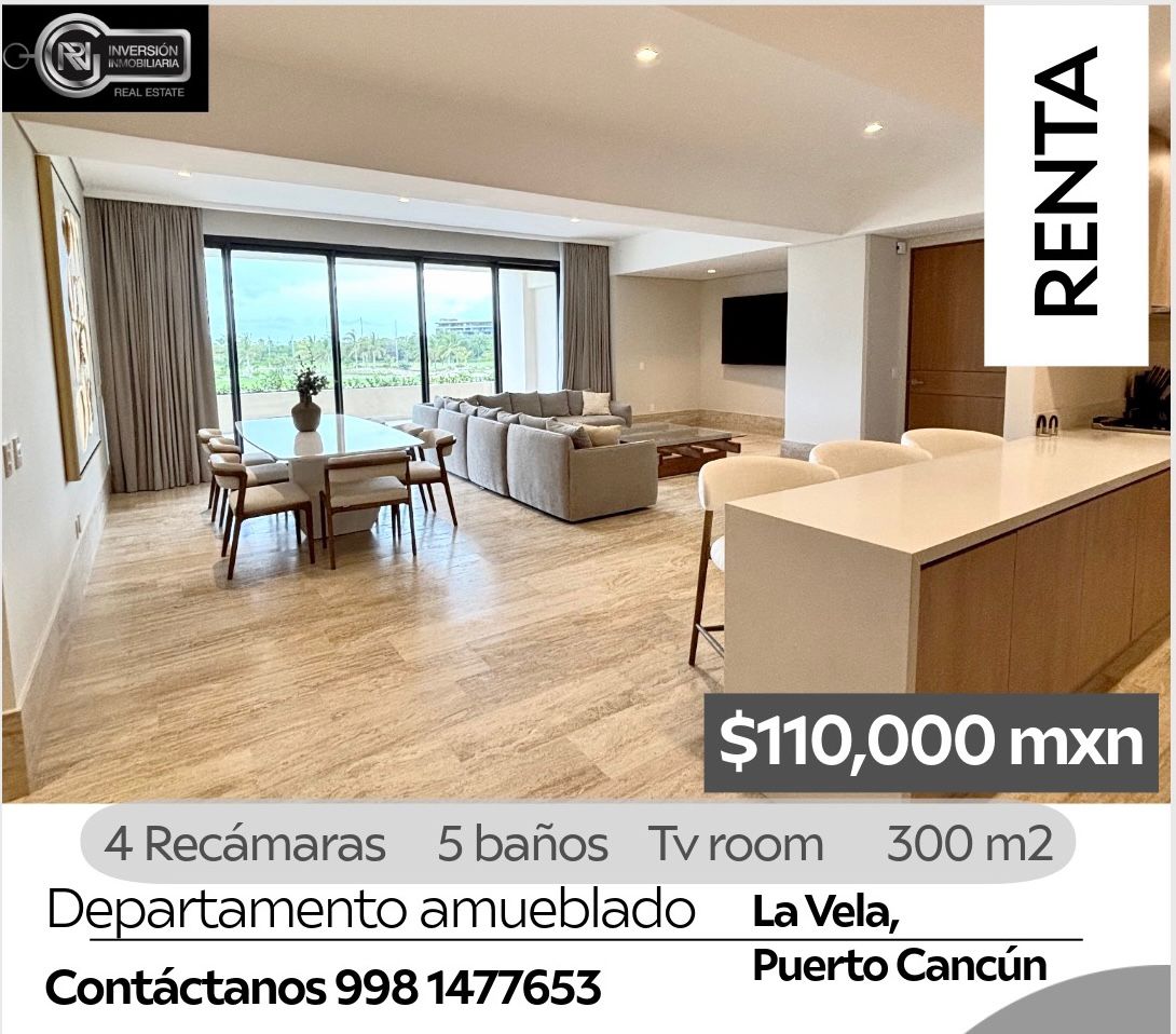 Departamento en renta en La Vela, Puerto Cancún foto 1