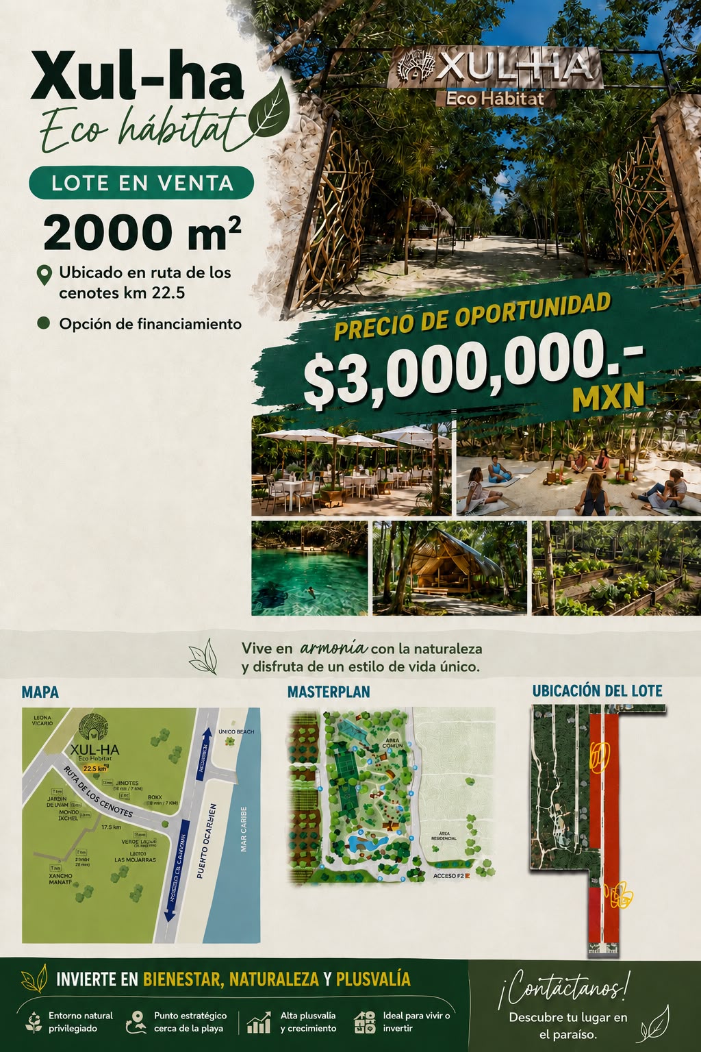Terreno en venta en Ruta de los Cenotes — $3,000,000 MXN
