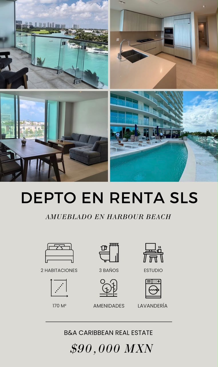 Departamento en renta en SLS Harbour Beach, Puerto Cancún foto 1