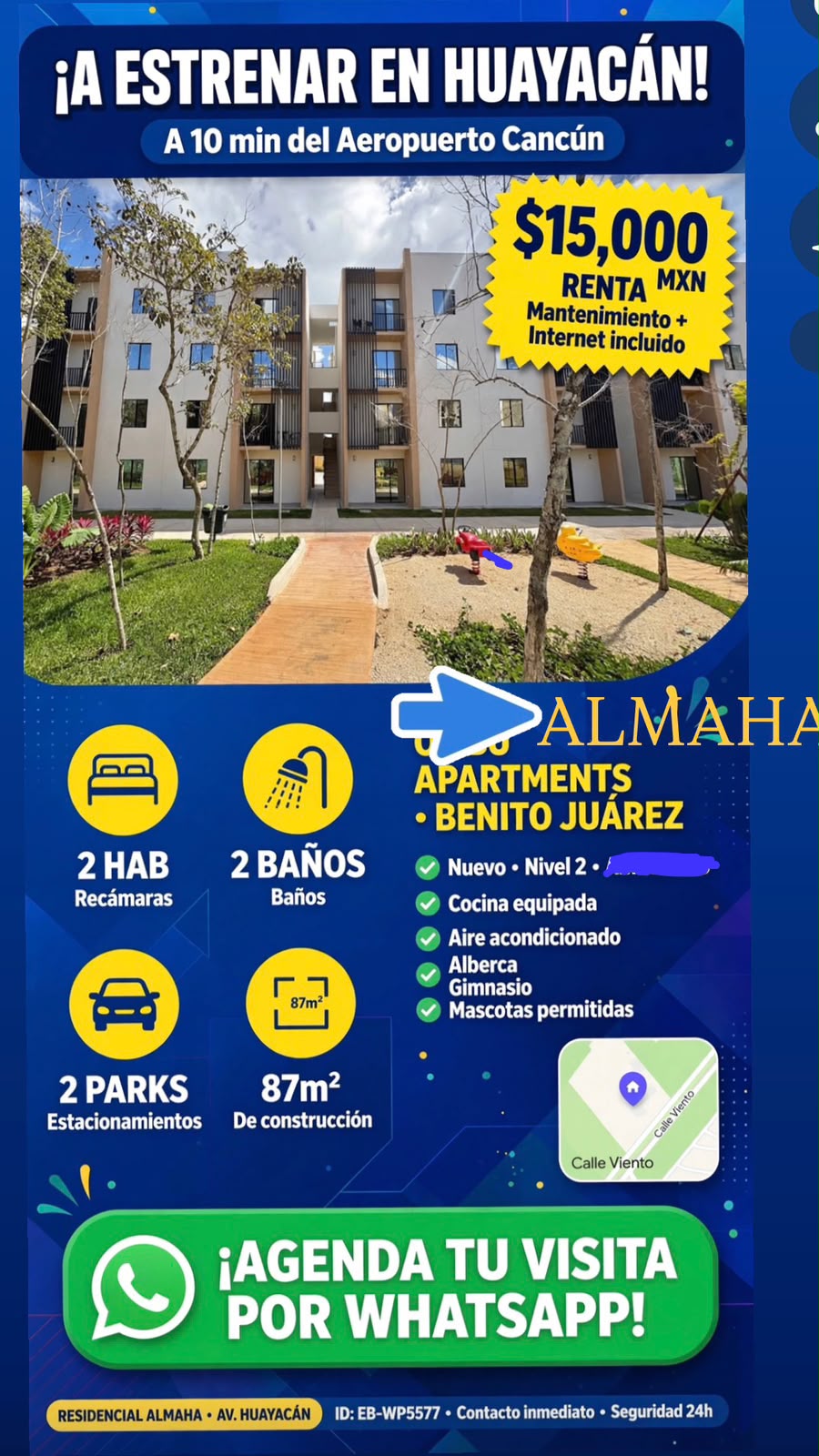 Departamento en renta en Huayacán foto 1