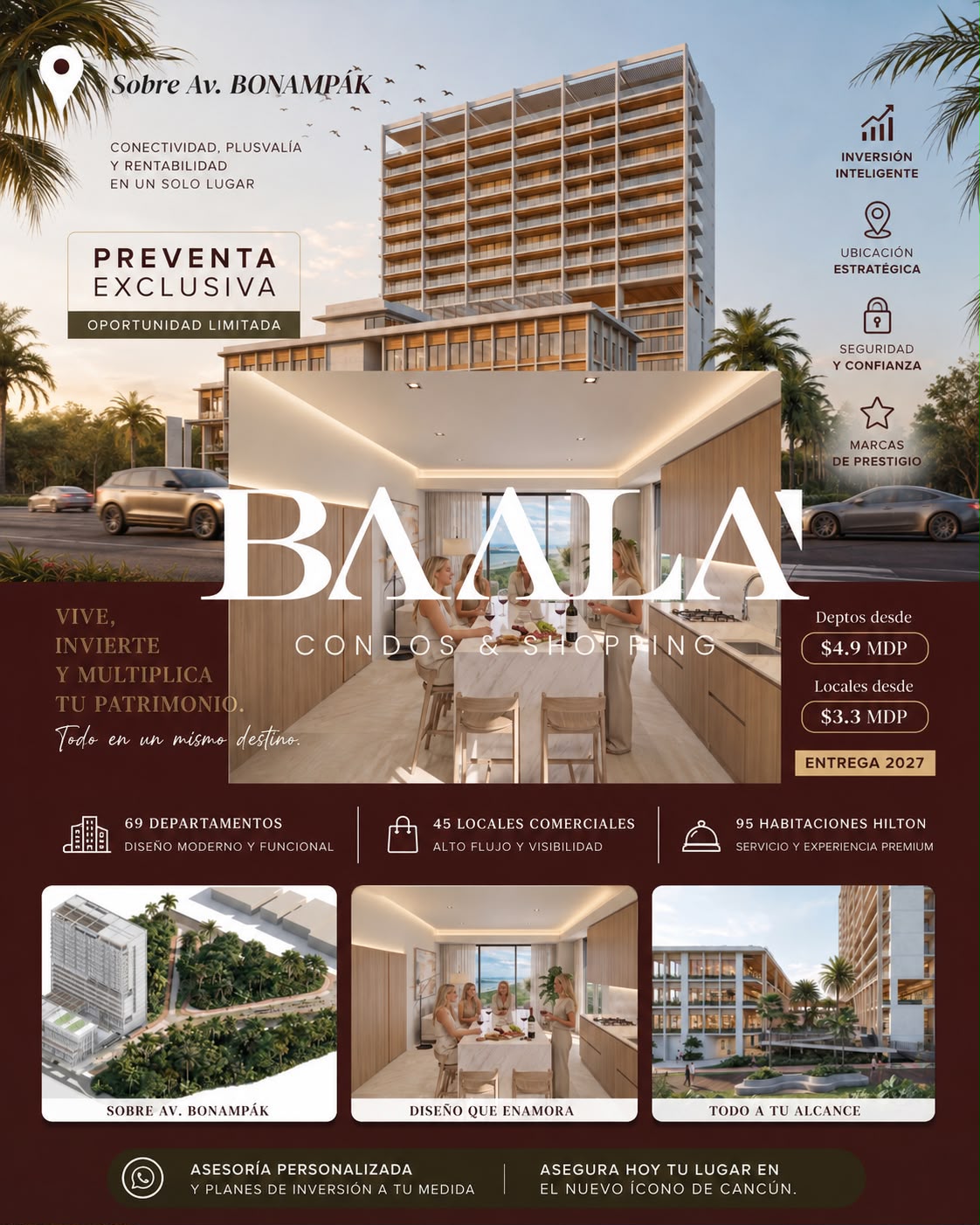 Departamento en venta en Avenida Bonampak, Andador Contoy foto 1