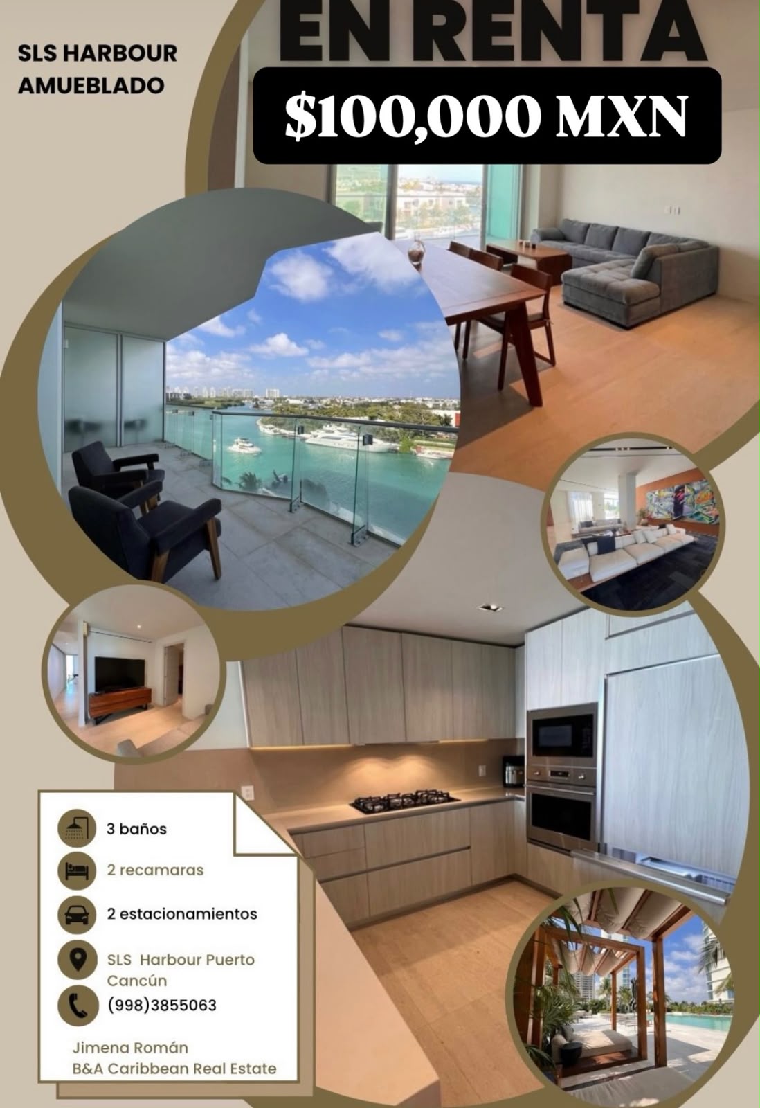 Departamento en renta en Puerto Cancún (SLS Harbour Beach) foto 1