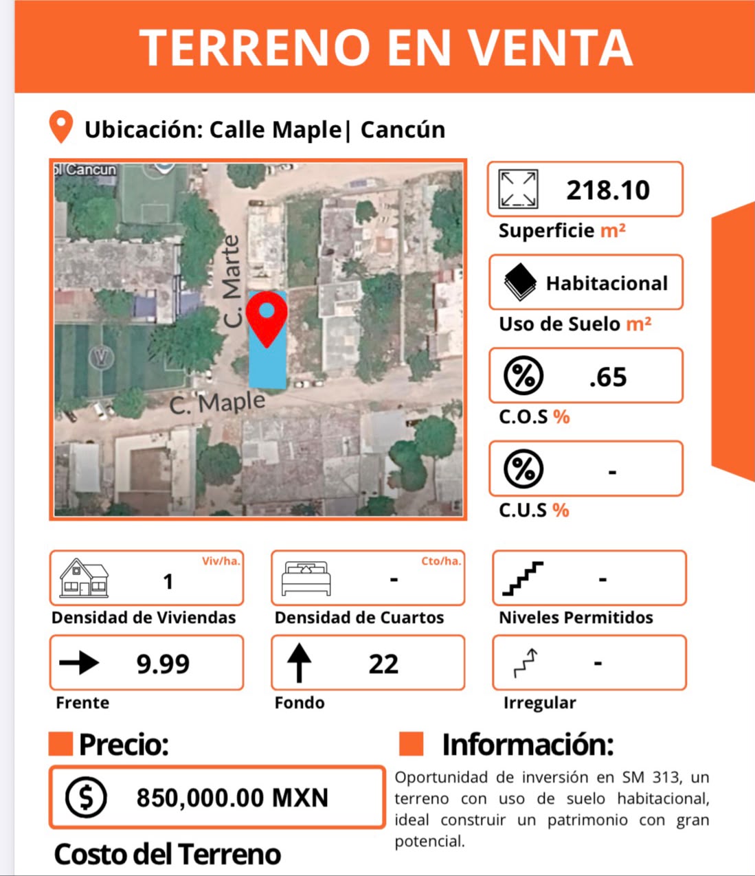 Terreno en venta en A dos cuadras de prolongación La Luna y una de avenida Fonatur foto 1