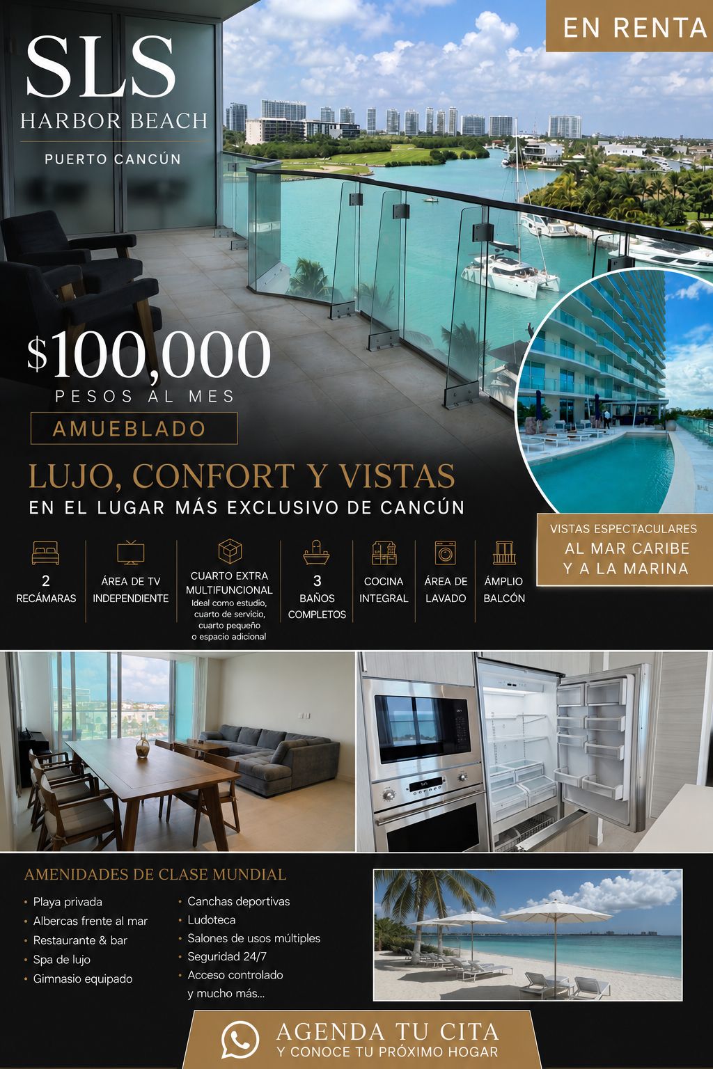 Departamento en renta en SLS Harbour Beach foto 1