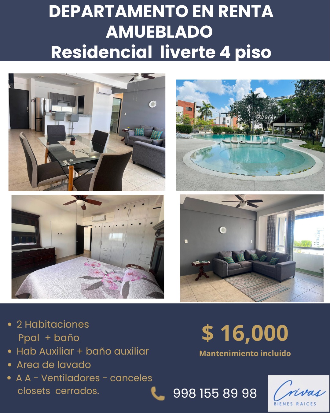 Departamento en renta en Residencial Liverte foto 1