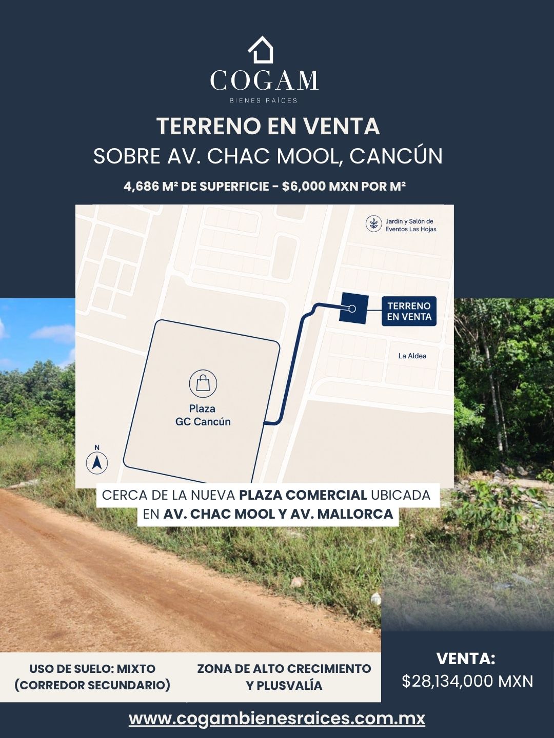 Terreno comercial en venta en Avenida Chac Mool foto 1