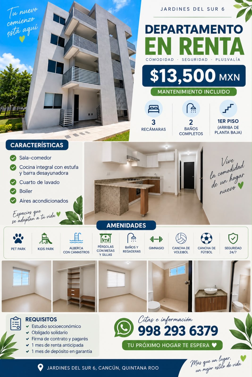 Departamento en renta en Jardines del Sur 6 foto 1