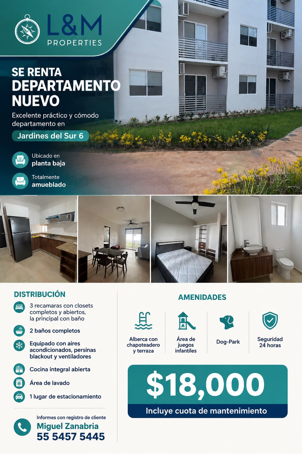 Departamento en renta en Jardines del Sur 6 foto 1