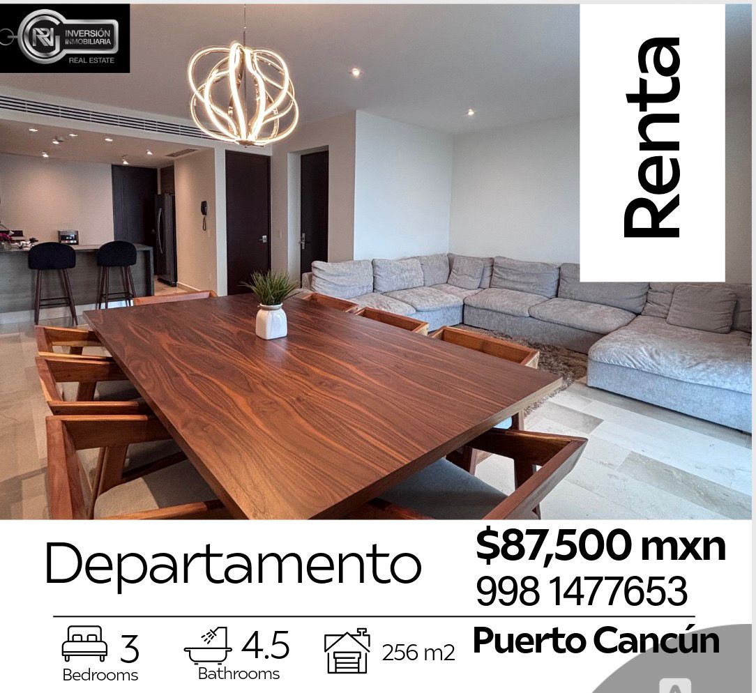 Departamento en renta en Puerto Cancún foto 1