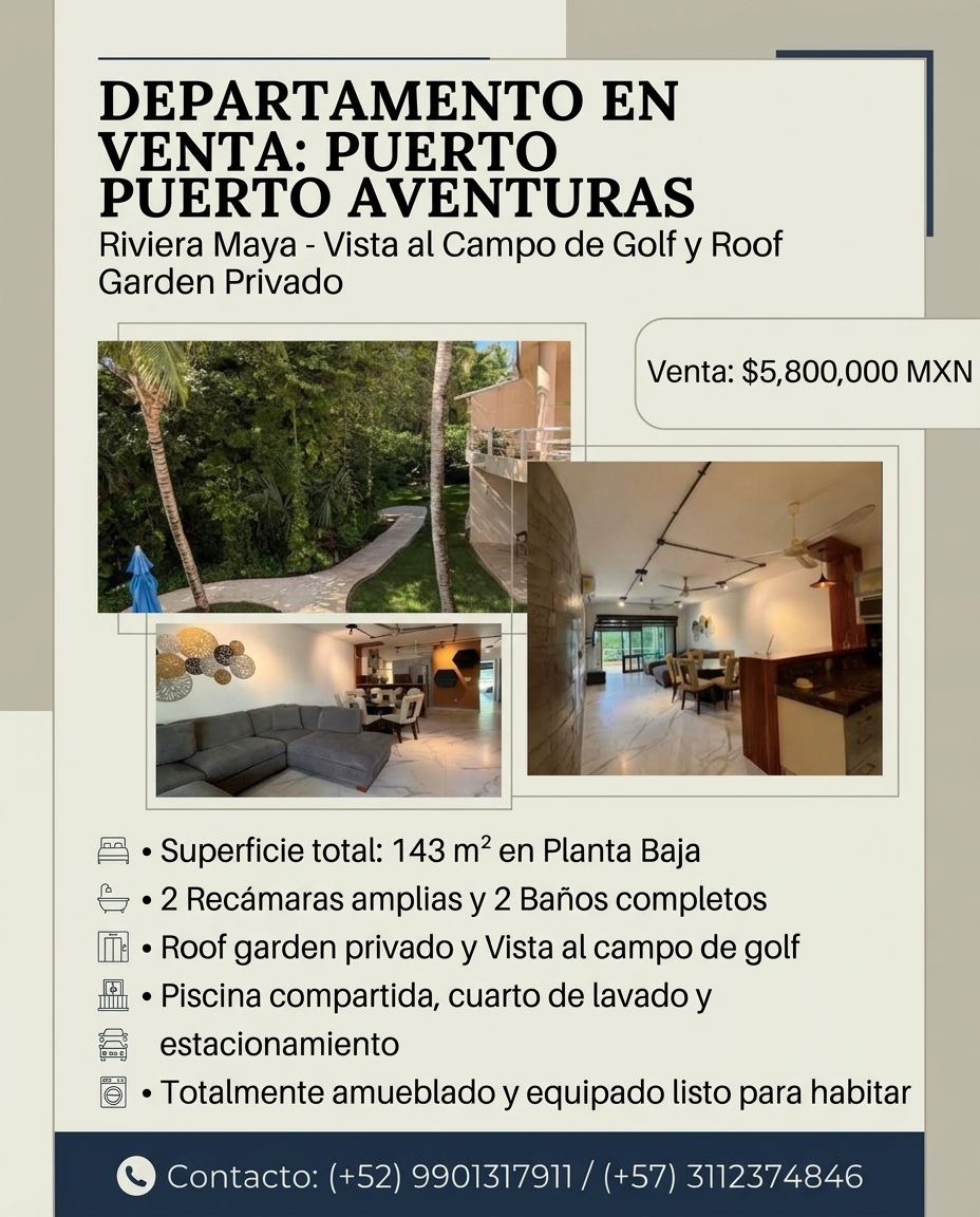 Departamento en venta en Puerto Aventuras foto 1