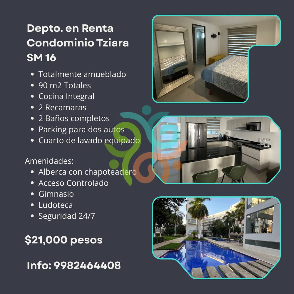 Departamento en renta en Sm 16 av Nizuc foto 1