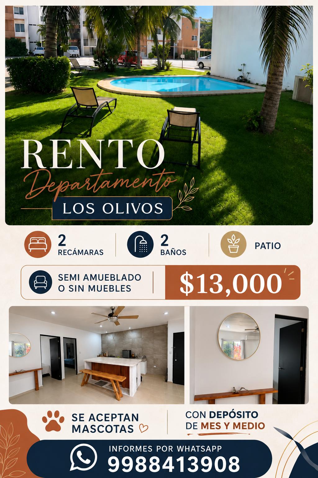 Departamento en renta en Los Olivos — $13,000 MXN