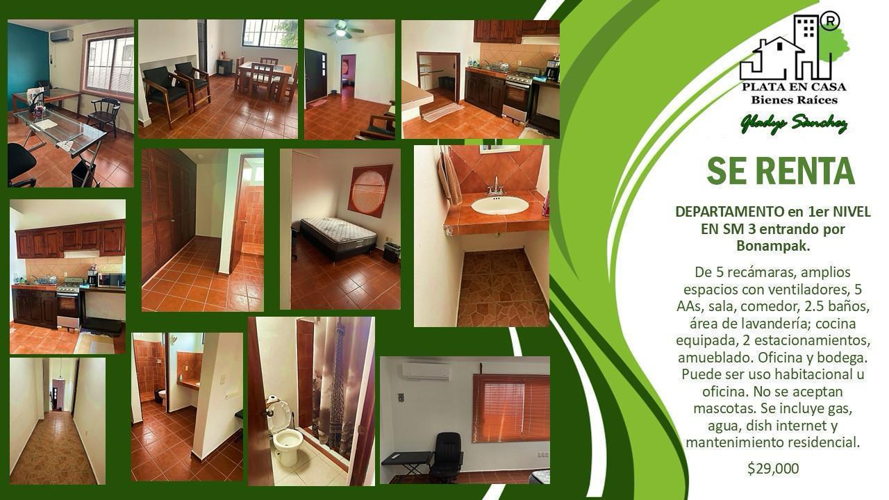 Departamento en renta en SM 3 (Entrando por Bonampak) foto 1