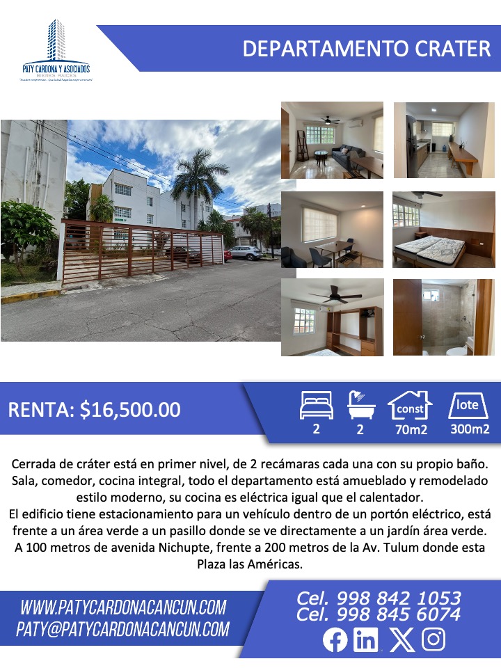Departamento en renta en Cerrada de Cráter foto 1