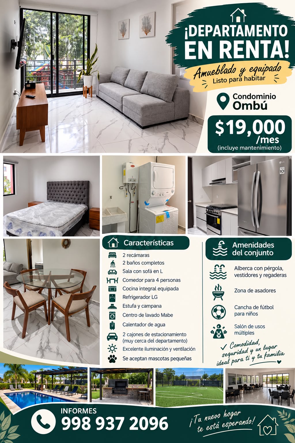 Departamento en renta en Condominio Ombú foto 1