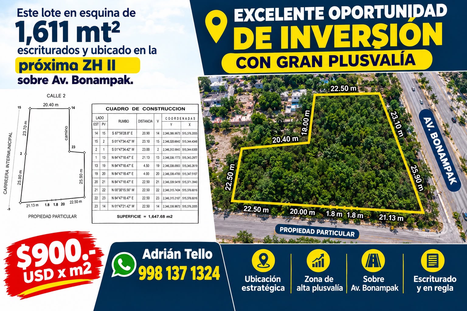 Terreno en venta en Av. Bonampak foto 1