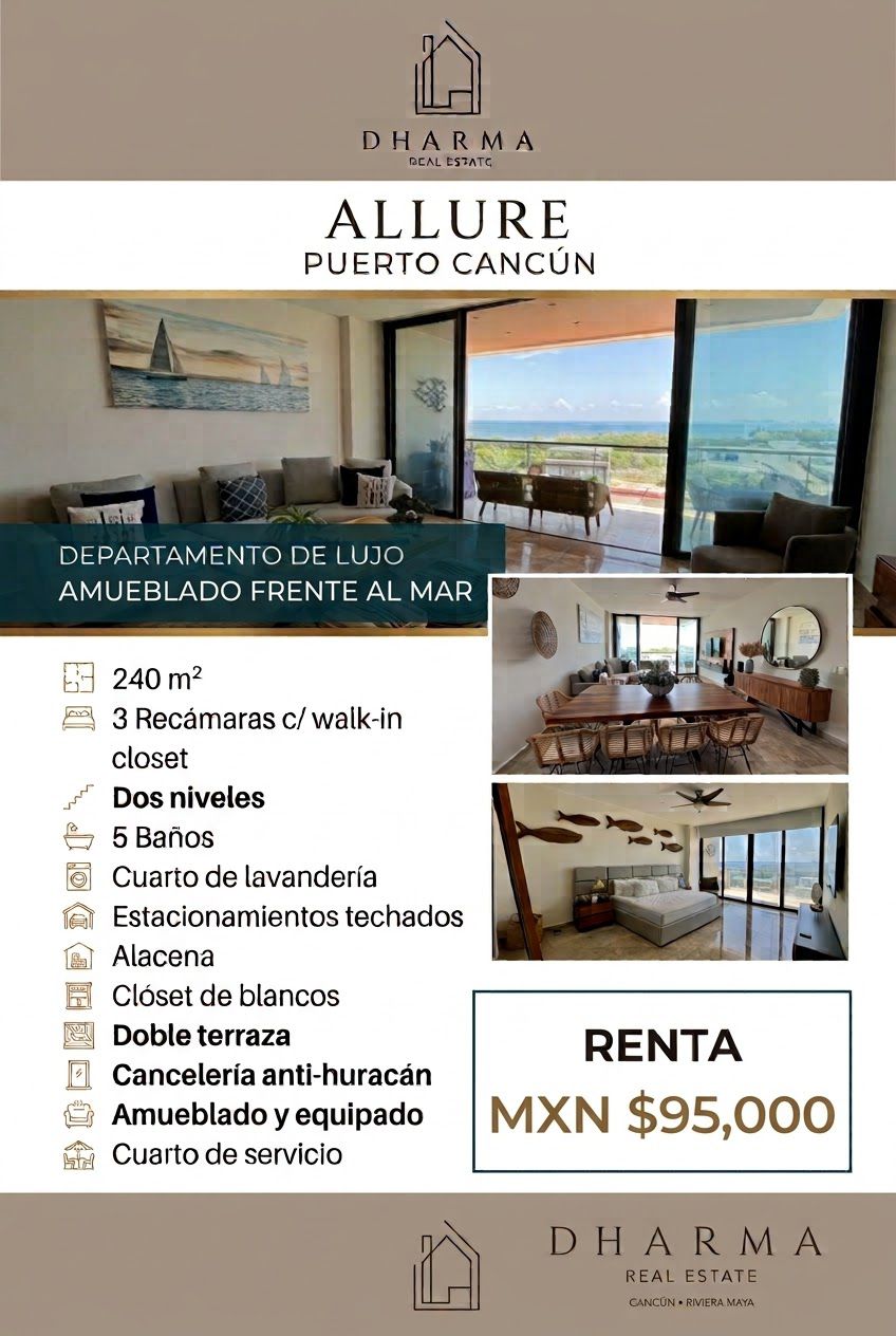 Departamento en renta en Puerto Cancún foto 1