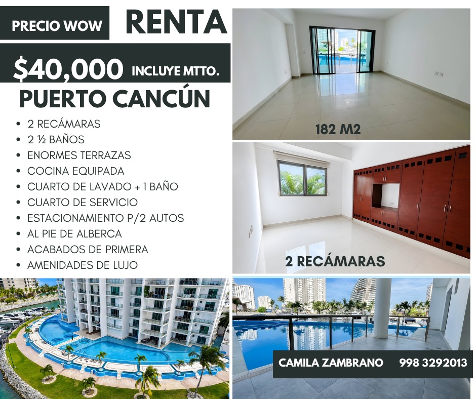 Departamento en renta en Puerto Cancún foto 1