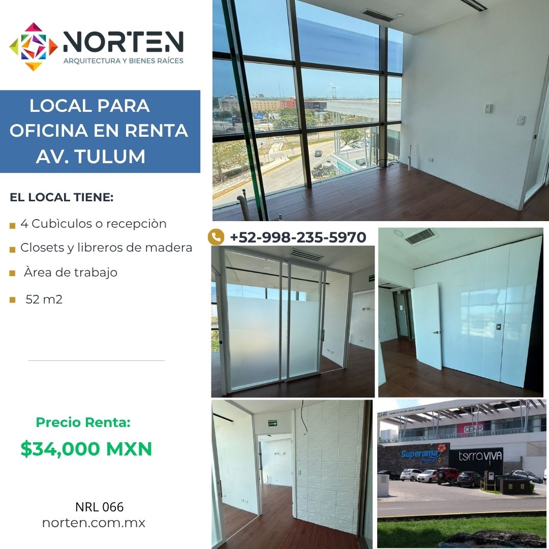 Local para oficina en renta en Avenida Tulum foto 1