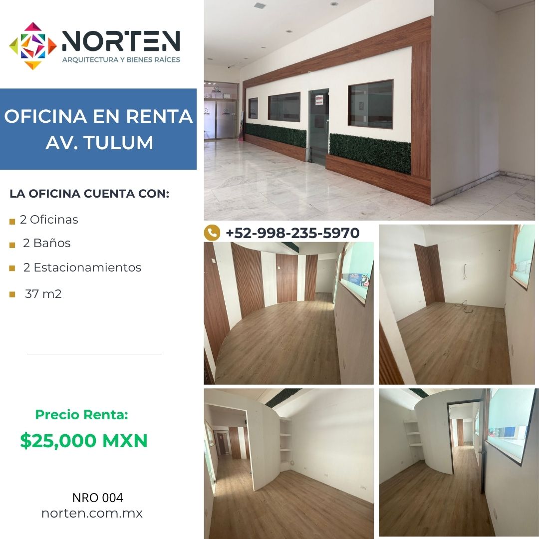 Oficina en renta en Avenida Tulum foto 1