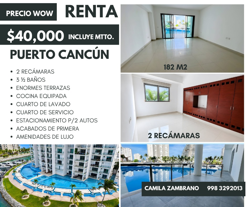Departamento en renta en Puerto Cancún foto 1