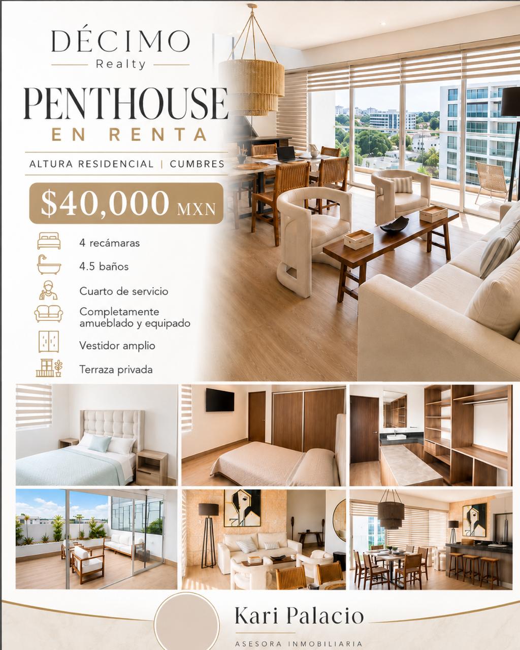 Penthouse en renta en Cumbres foto 1