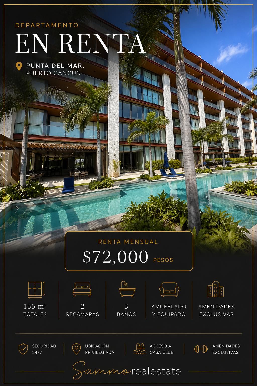 Departamento en renta en Puerto Cancún foto 1