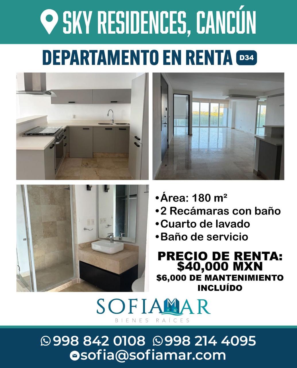 Departamento en renta en Sky Residences foto 1
