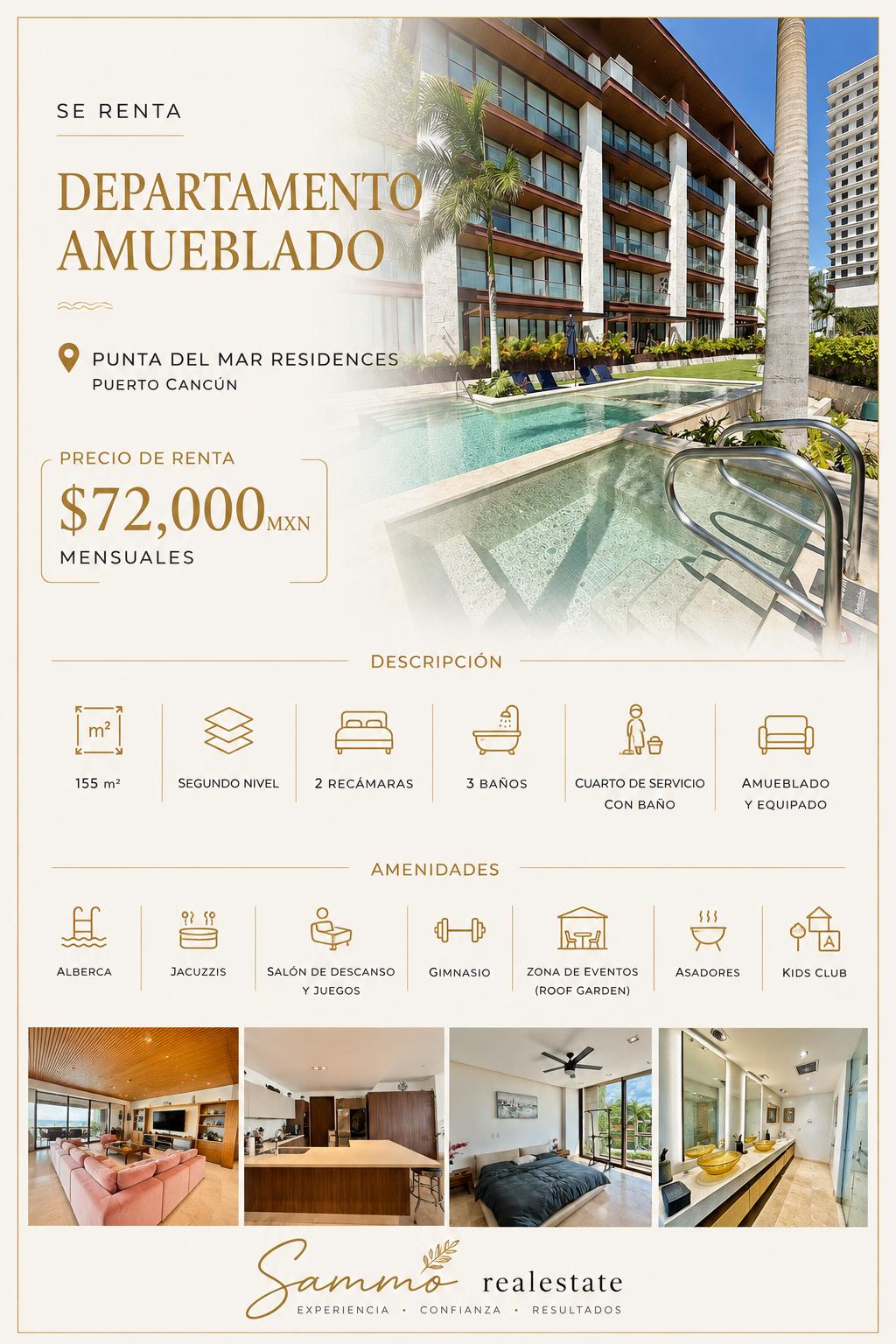 Departamento en renta en Puerto Cancún foto 1