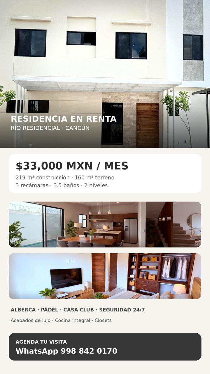 Casa en renta en Río Residencial foto 1
