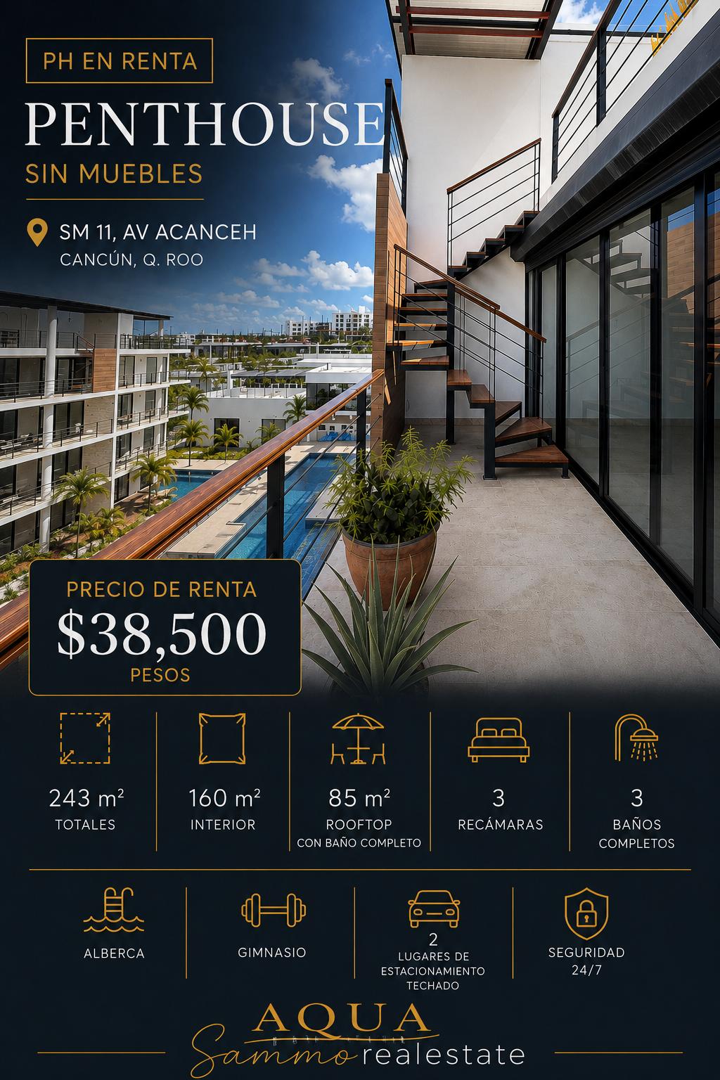 Penthouse en renta en SM 11, Av. Acanceh foto 1