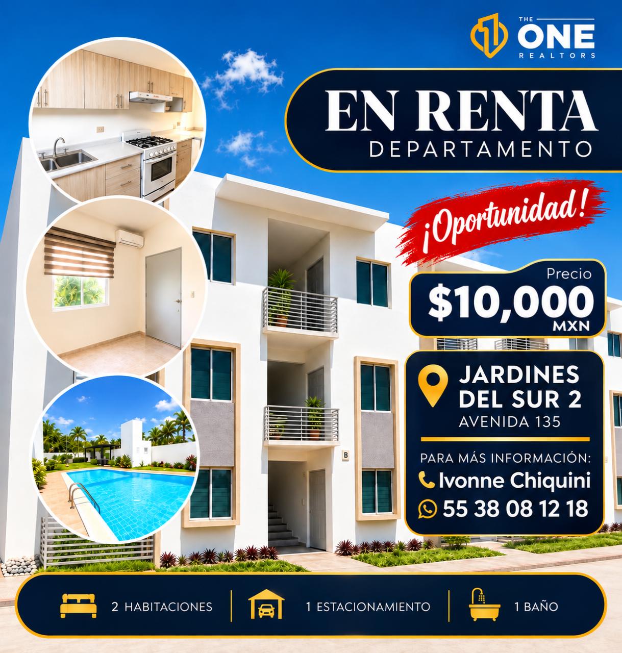 Departamento en renta en Jardines del Sur 2 — $10,000 MXN