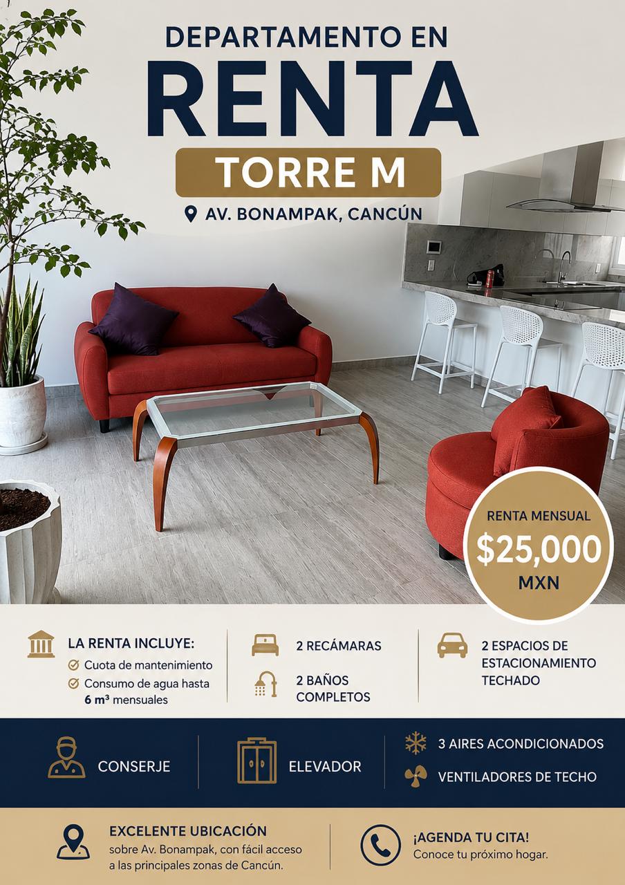 Departamento en renta en Av. Bonampak foto 1