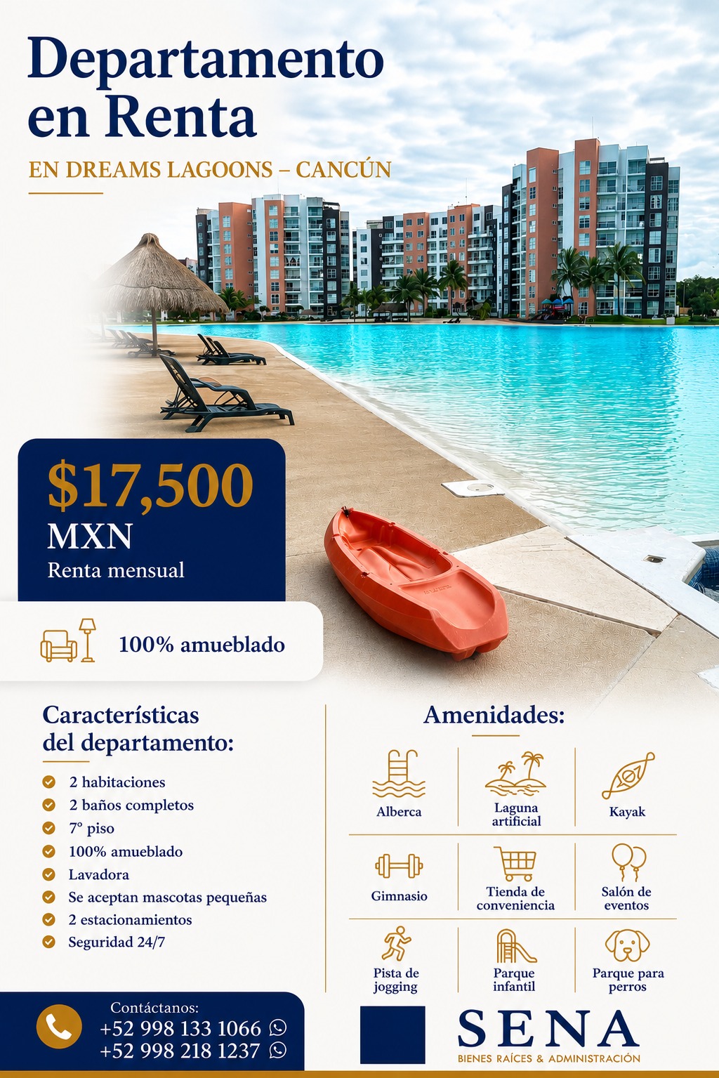 Departamento en renta en Dreams Lagoons foto 1