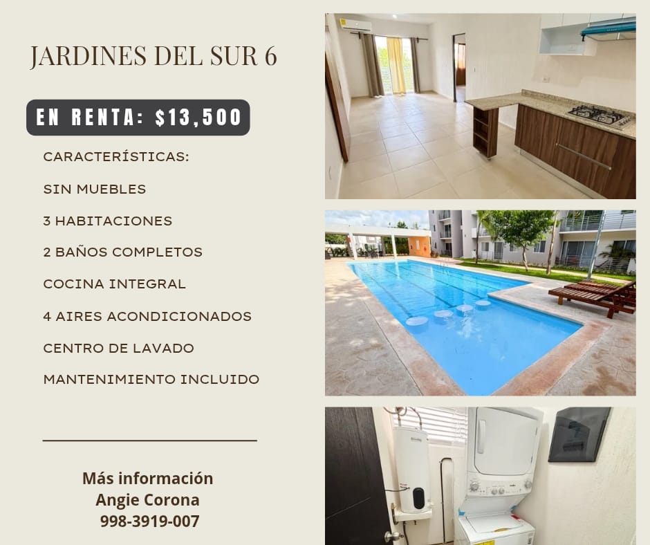 Departamento en renta en Jardines del Sur 6 foto 1