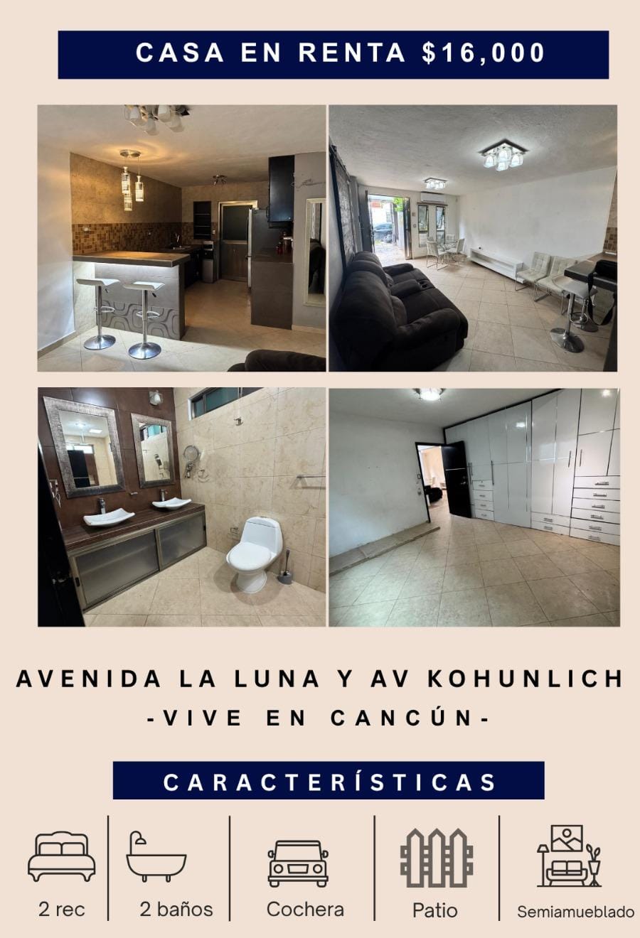 Casa en renta en Avenida La Luna y Kohunlich foto 1