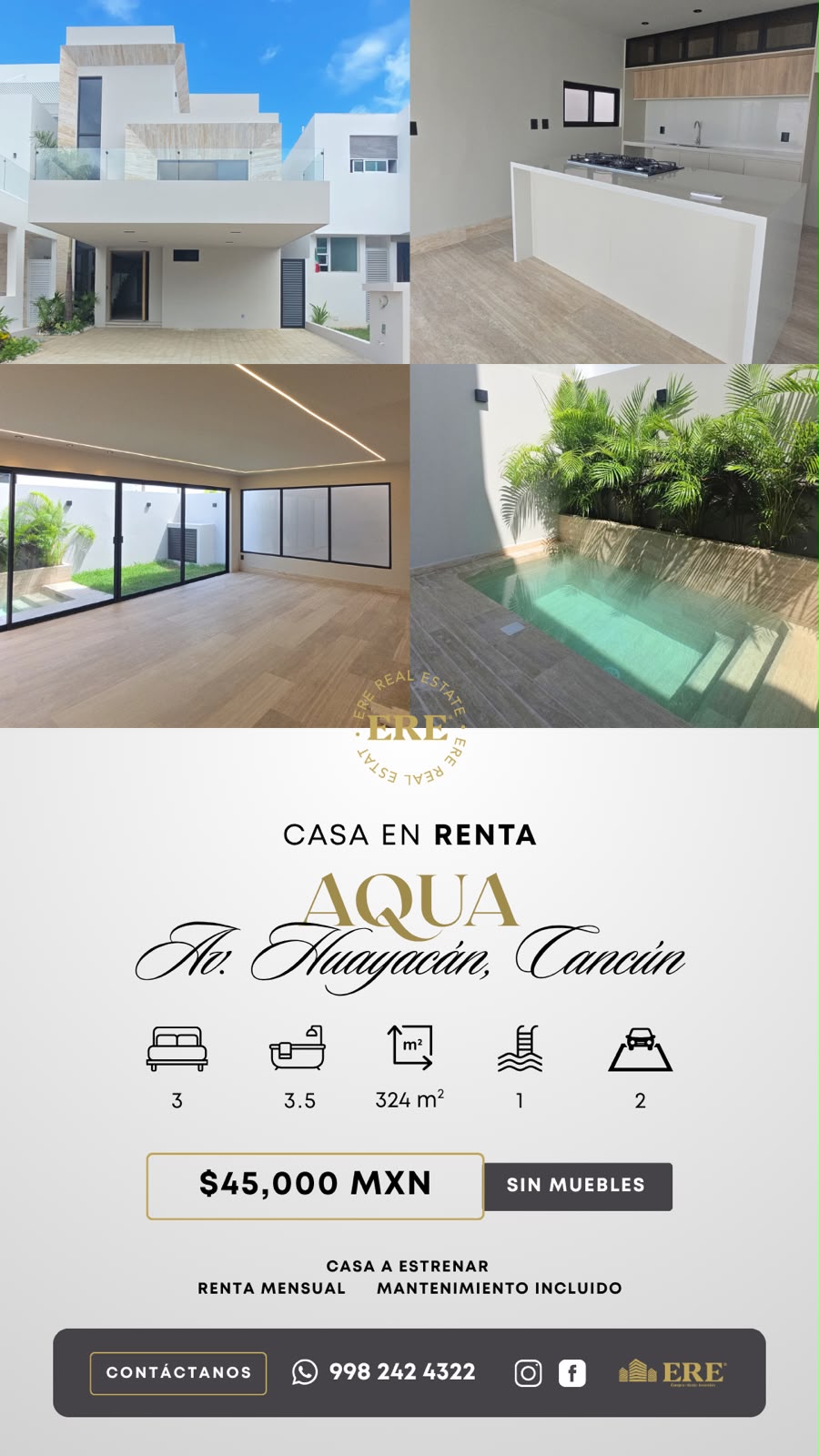 Casa en renta en Residencial Aqua — $45,000 MXN