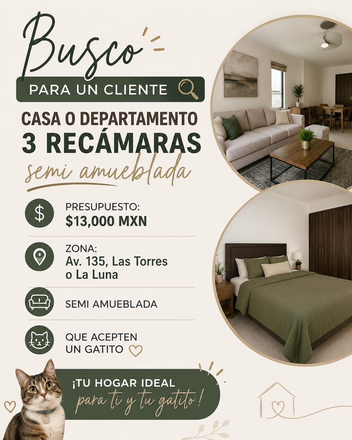 Casa o departamento en renta en Av. 135, Las Torres o La Luna foto 1