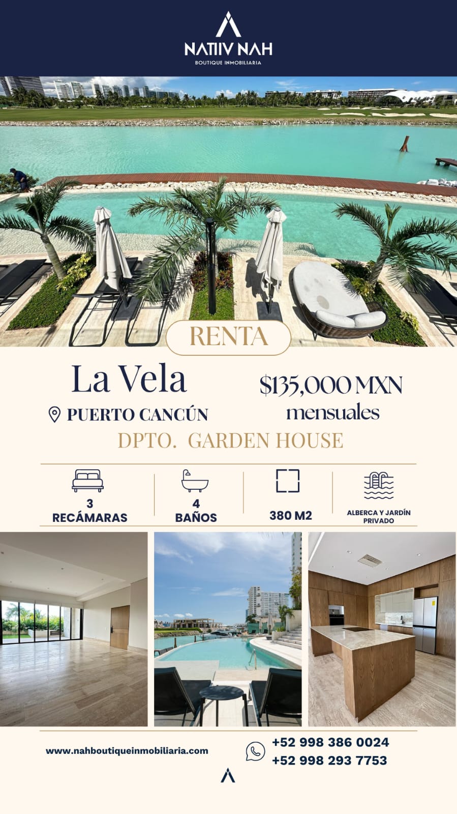 Departamento en renta en Puerto Cancún foto 1