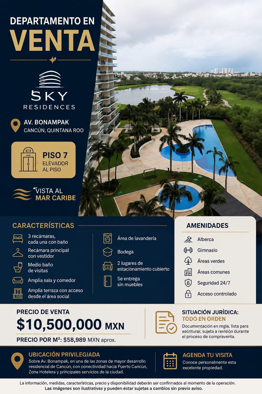 Departamento en venta en Av. Bonampak foto 1