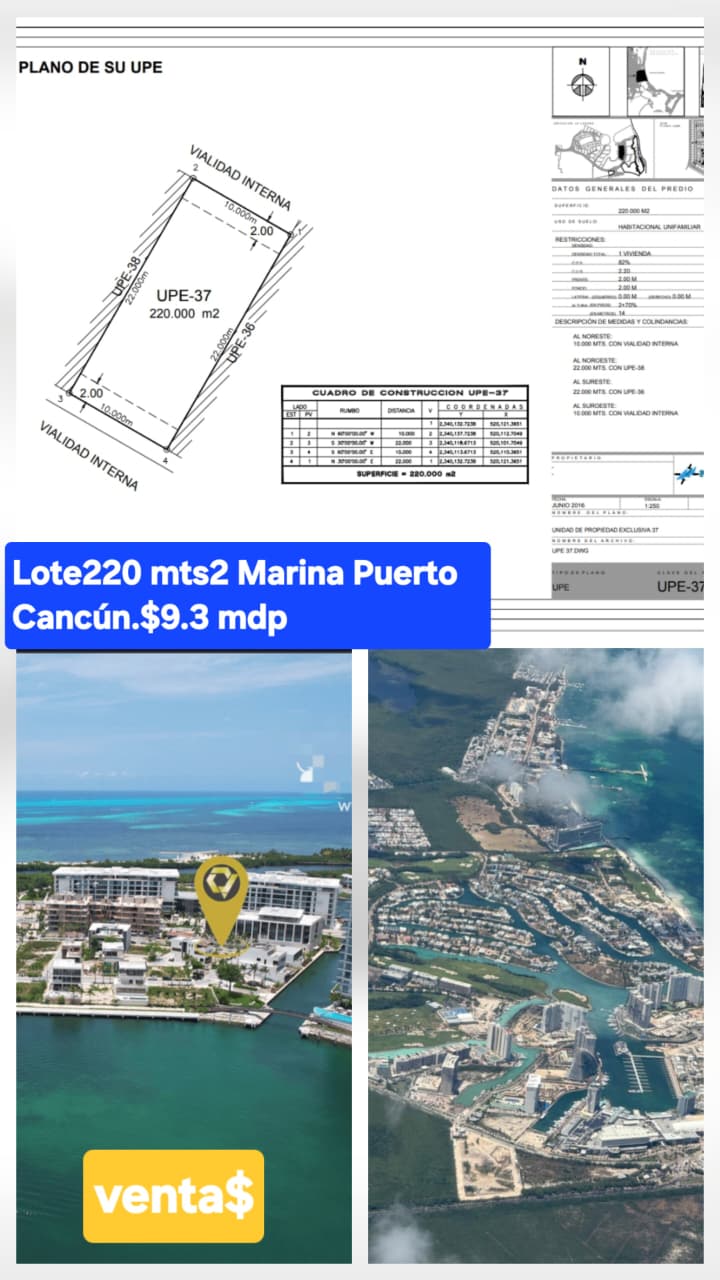 Terreno en venta en Marina Puerto Cancún foto 1