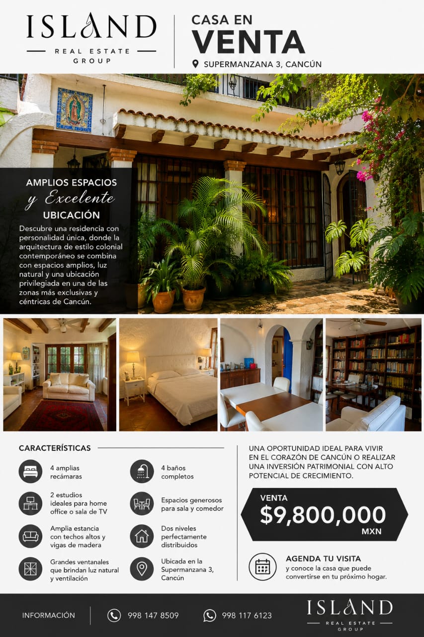 Casa en venta en Supermanzana 3 — $9,800,000 MXN