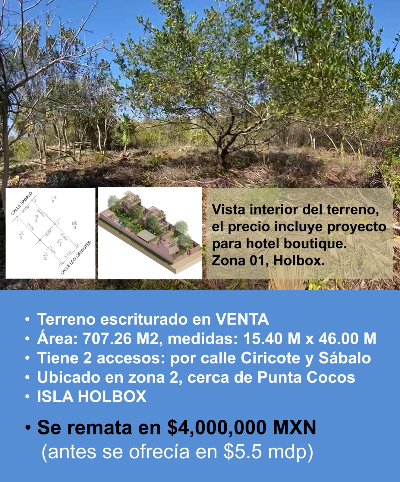 Terreno en venta en Punta Cocos, Isla Holbox foto 1
