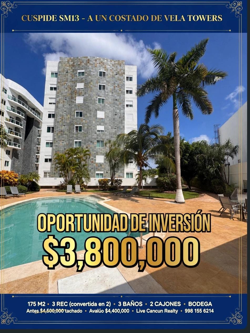 Departamento en venta en SM 13 — $3,800,000 MXN