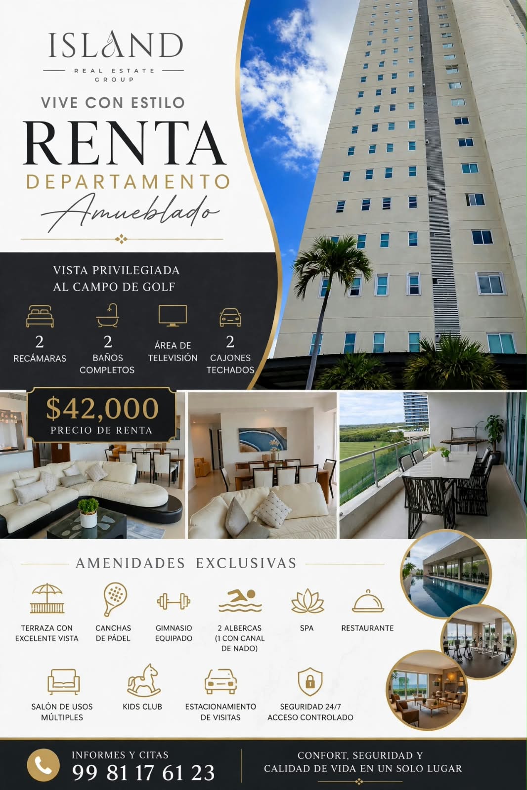 Departamento en renta en Puerto Cancún foto 1