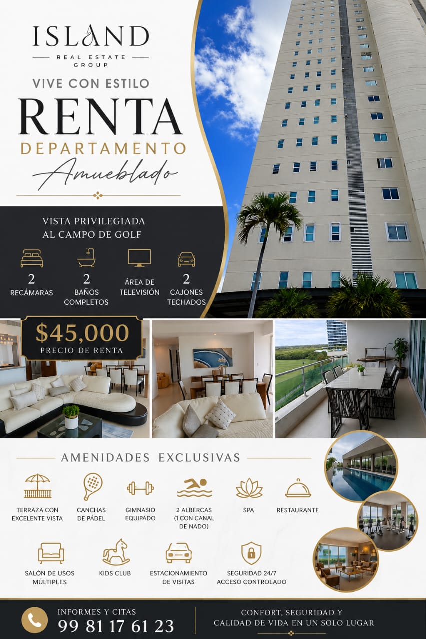 Departamento en renta en Puerto Cancun foto 1