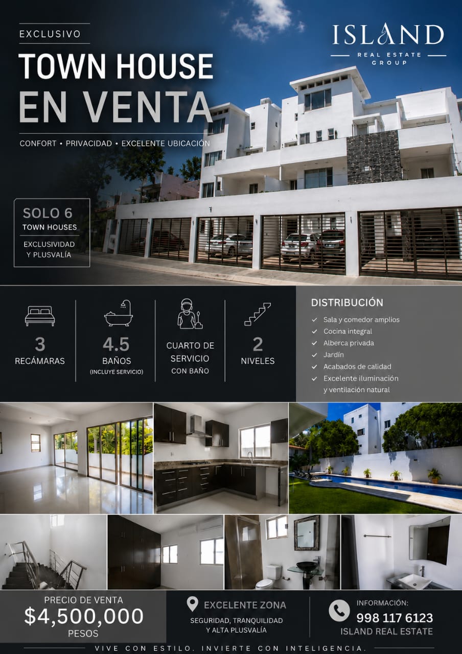 Townhouse en venta en SM 15 — $4,500,000 MXN
