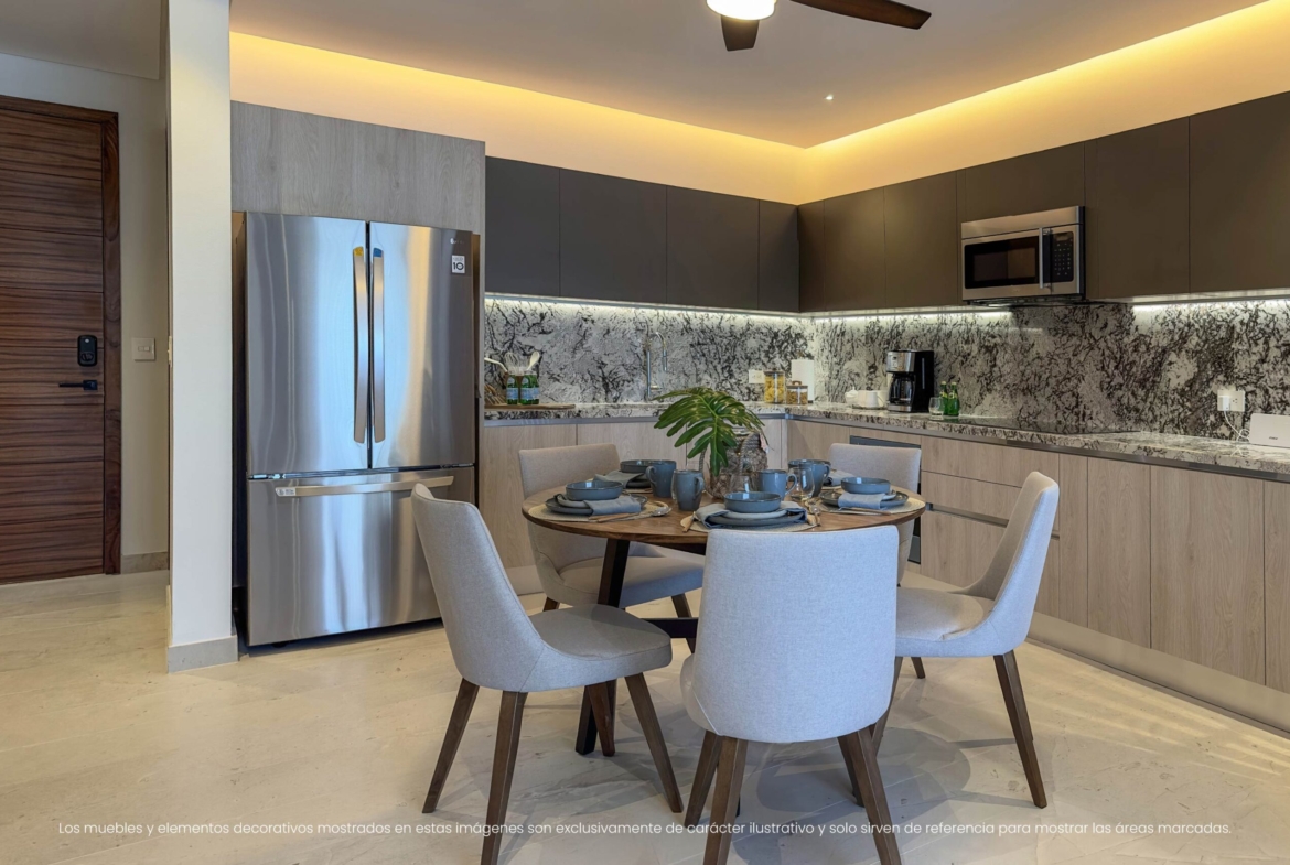 Departamento en venta, en Puerto Morelos, Quintana Roo, 1 recámaras, 2 baños — Departamento en Venta en Porto Blu Beach Condos, Puerto Morelos (foto 2)