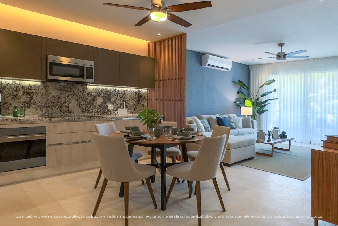 Departamento en venta, en Puerto Morelos, Quintana Roo, 1 recámaras, 2 baños — Departamento en Venta en Porto Blu Beach Condos, Puerto Morelos (foto 3)
